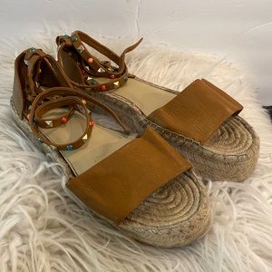 Marc Fisher Sandals Platform Espadrille Leather Upper Woman’s 11 #A2838879